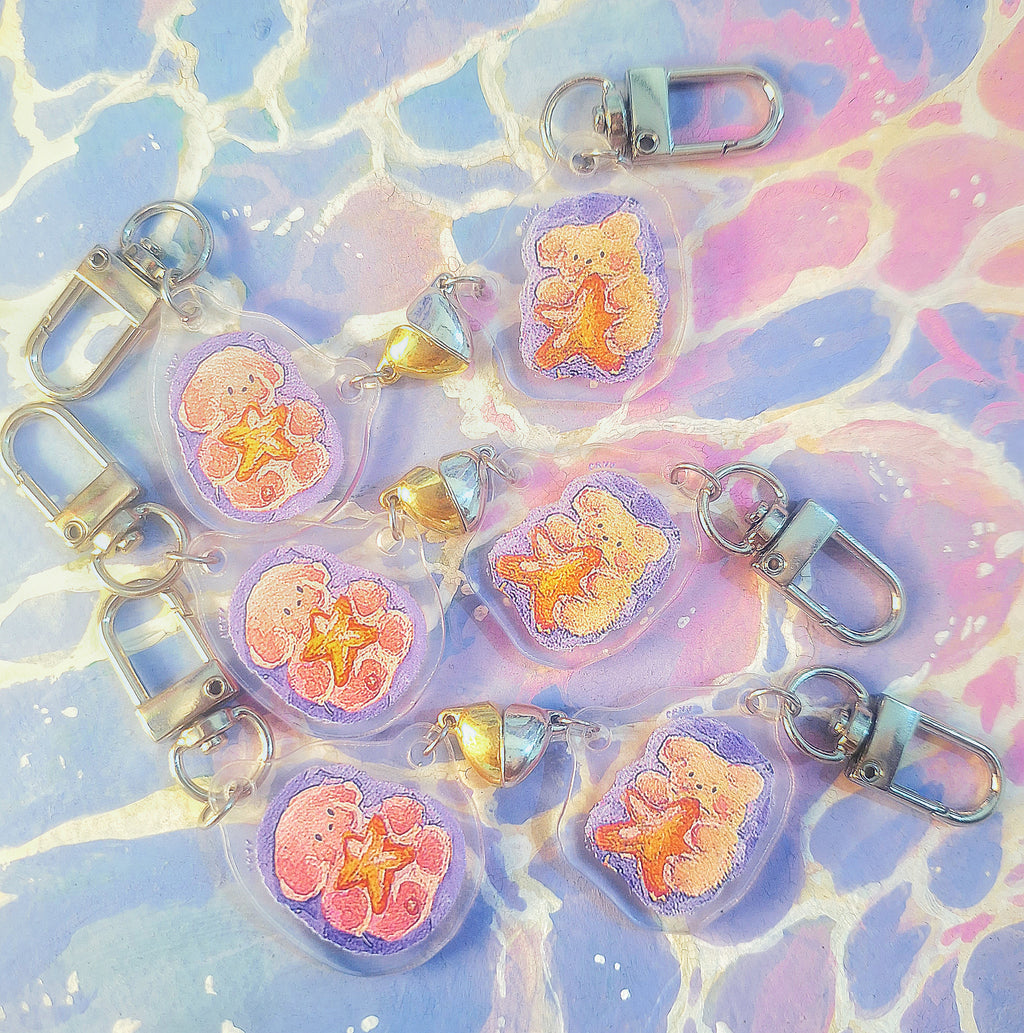Pink & Yellow Bears - Heart Charms