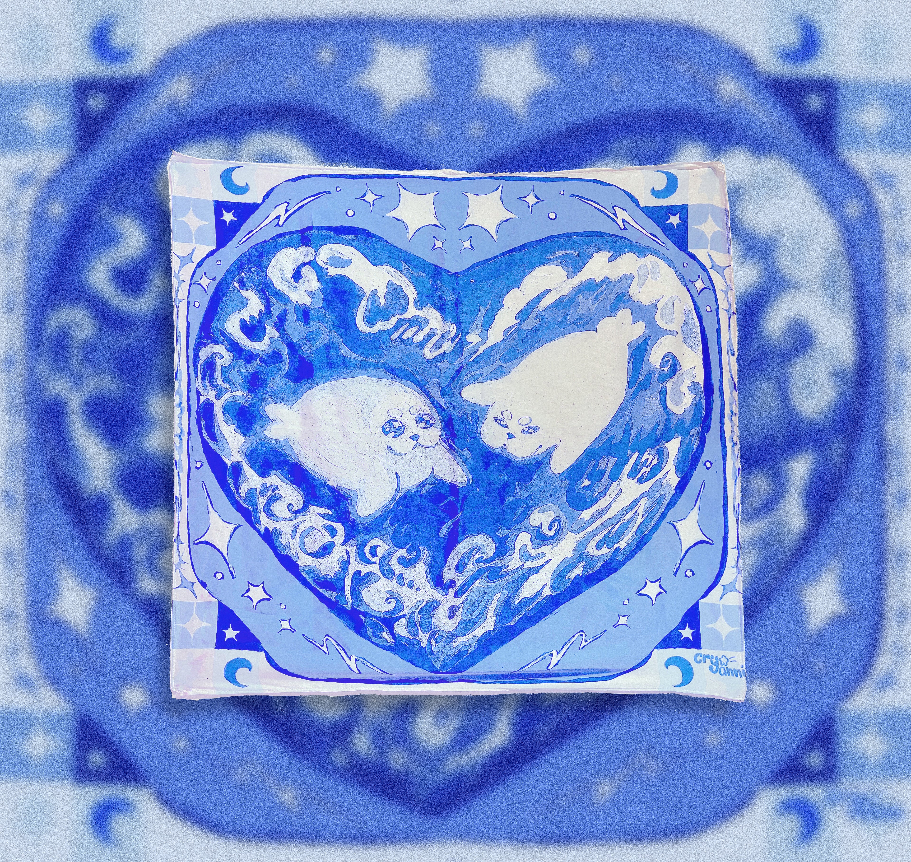 Heart Seals - Silk Scarf