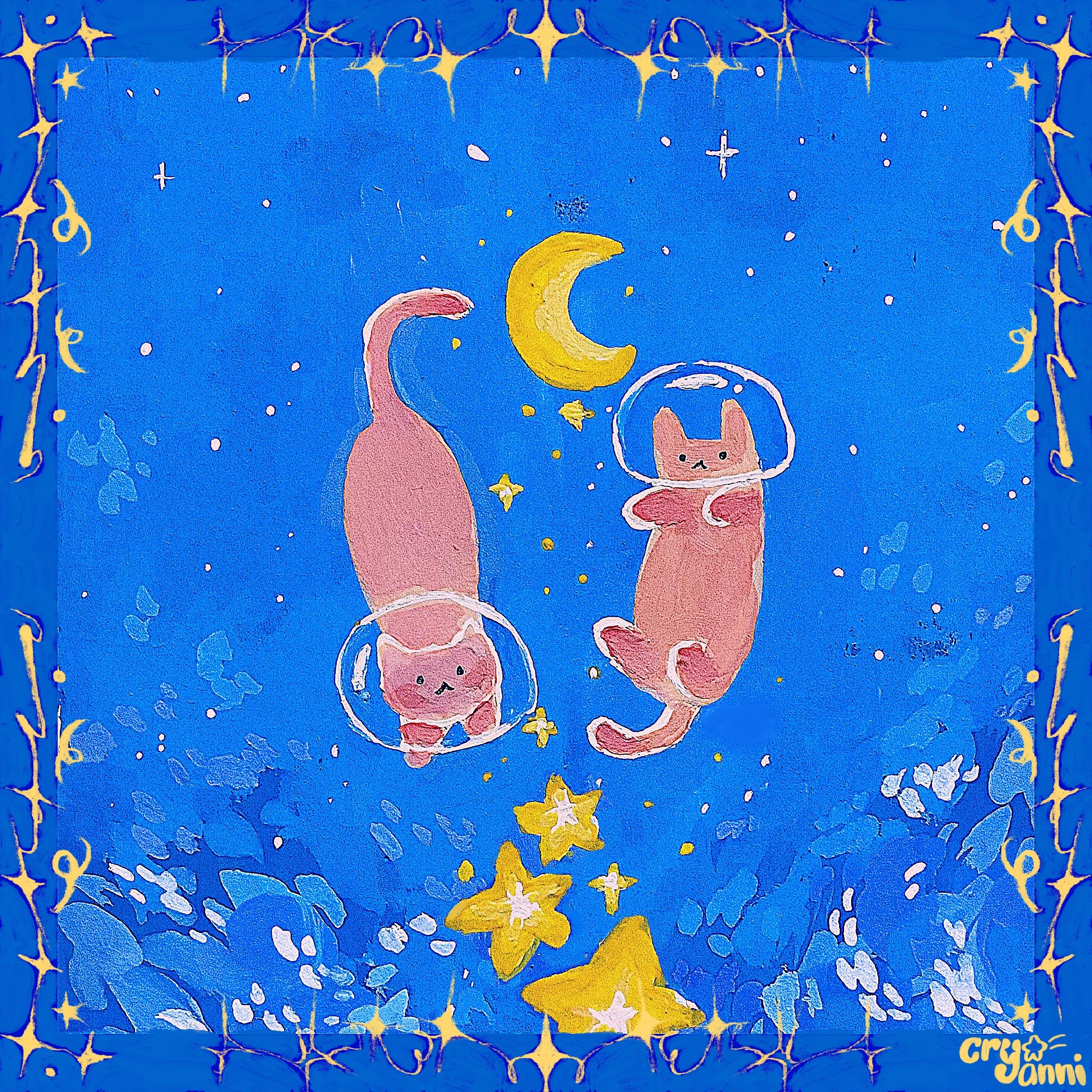 Space Cats - Silk Scarf