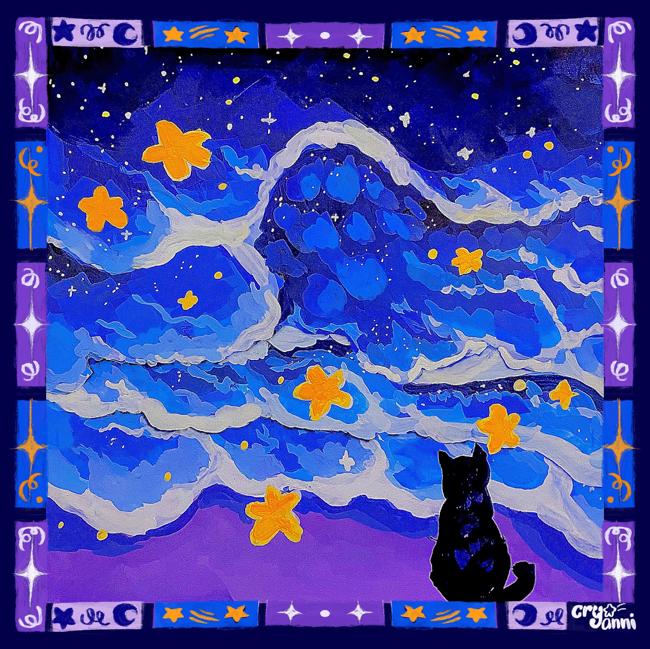 Night Waves - Silk Scarf