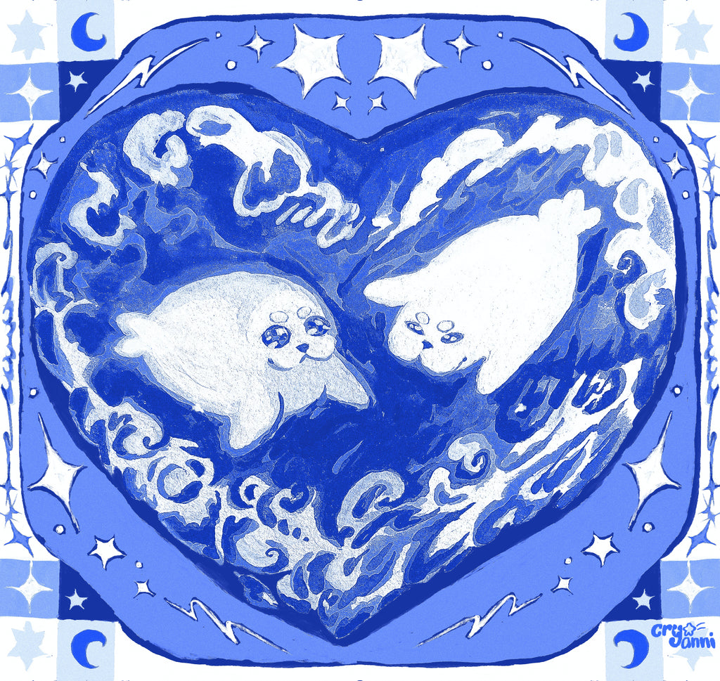 Heart Seals - Silk Scarf
