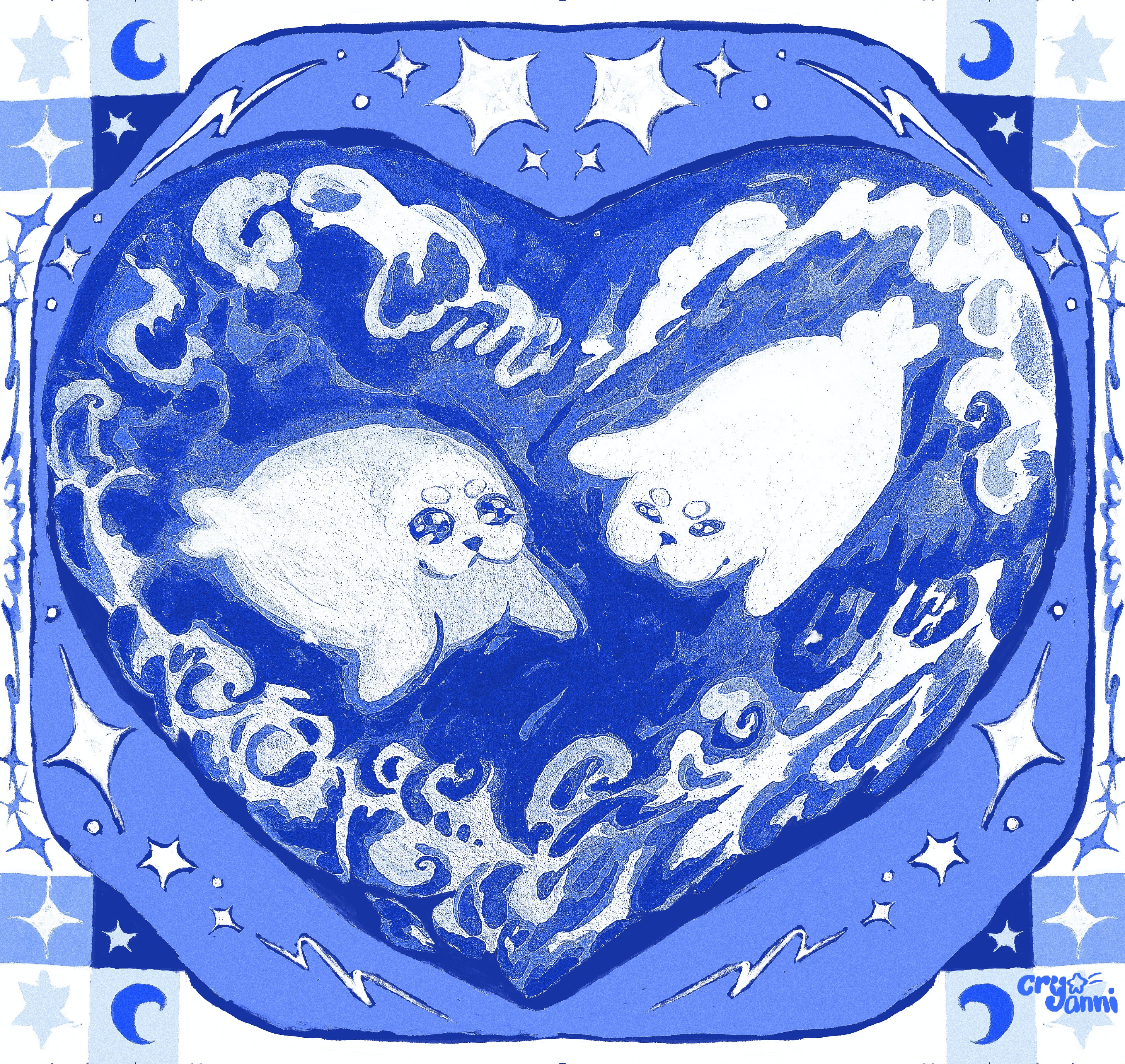 Heart Seals - Silk Scarf