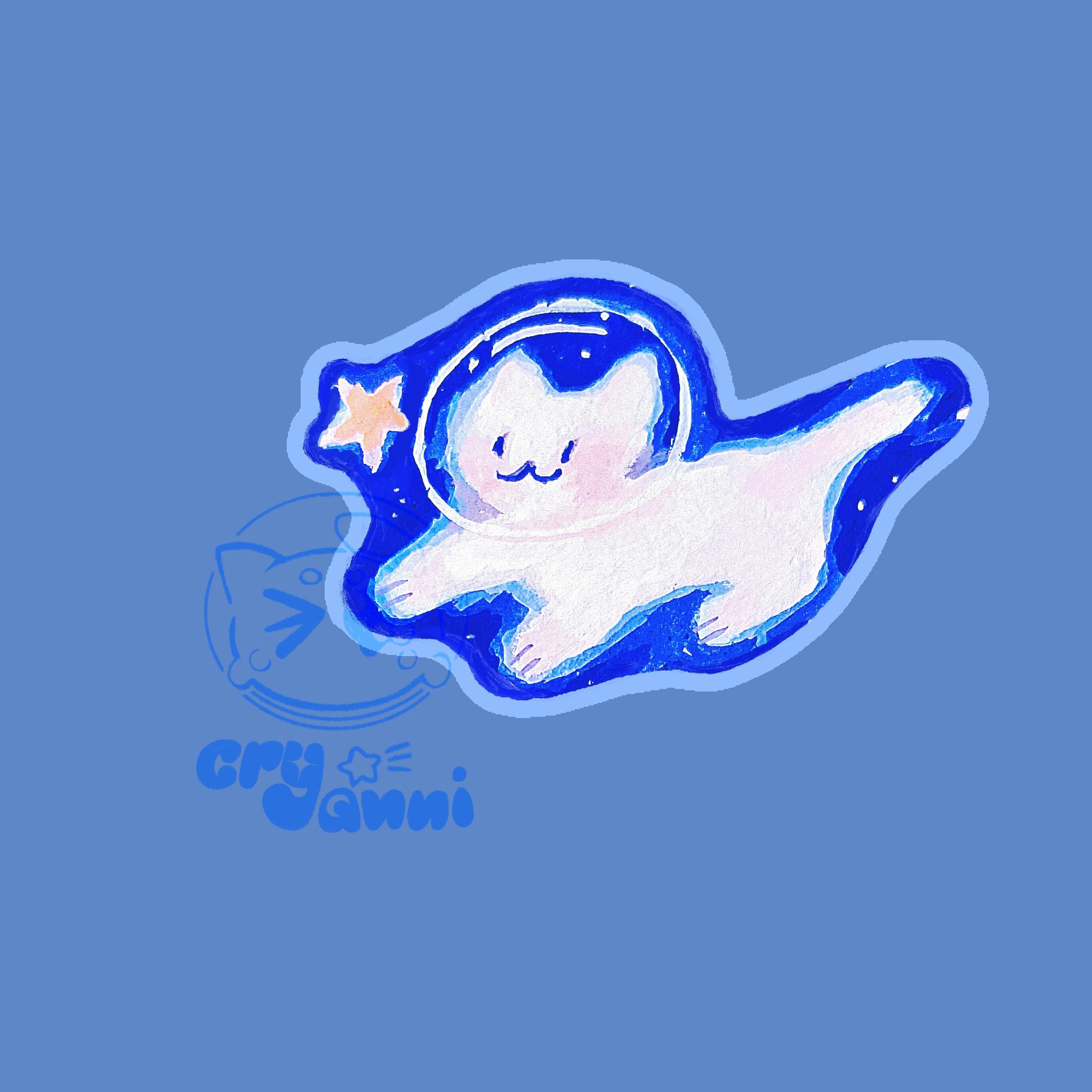 White Cat & Bunny - Right Sticker