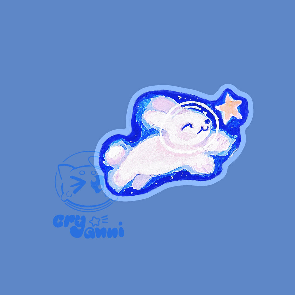 White Cat & Bunny - Left Sticker