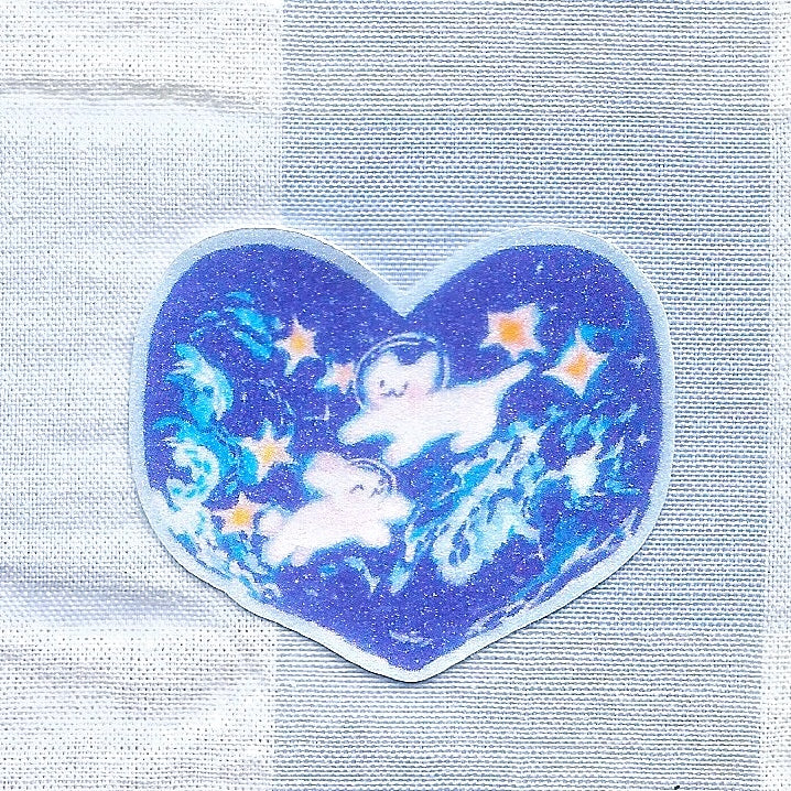 White Cat & Bunny - Pair Sticker