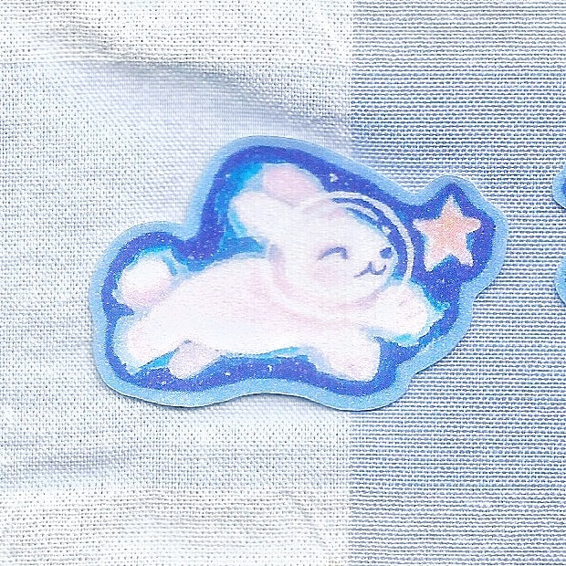 White Cat & Bunny - Left Sticker