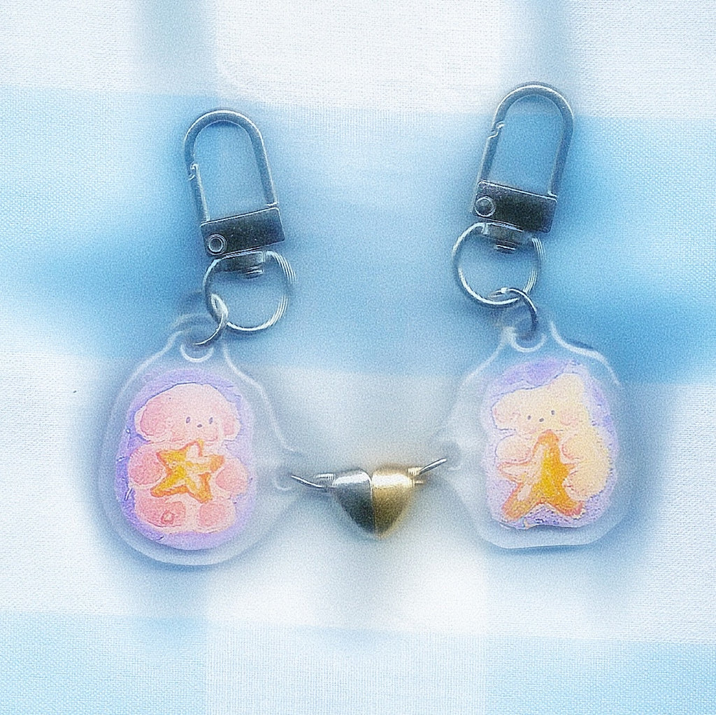 Pink & Yellow Bears - Heart Charms