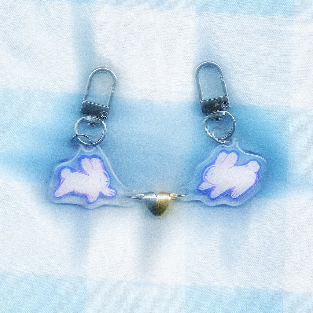 Pink & Purple Bunnies - Heart Charms