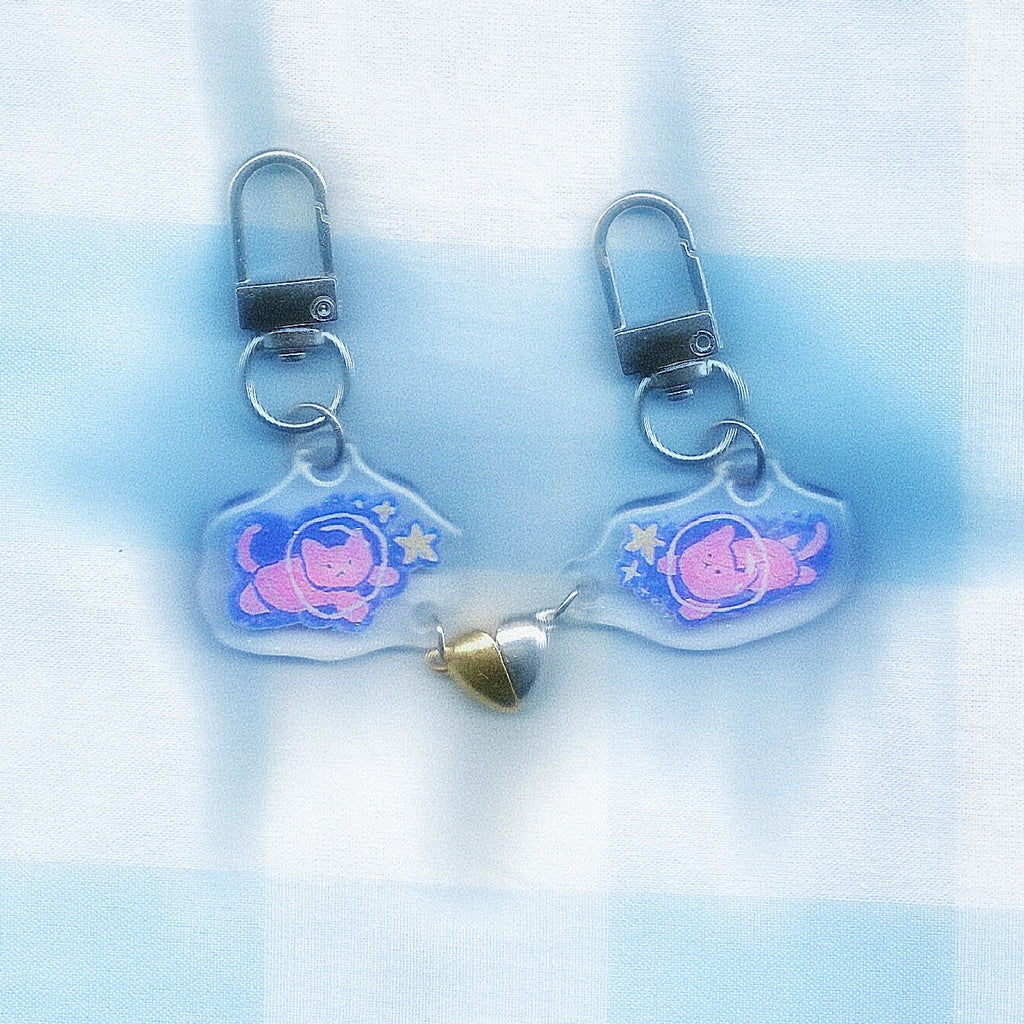 Purple Cat & Dog - Heart Charms