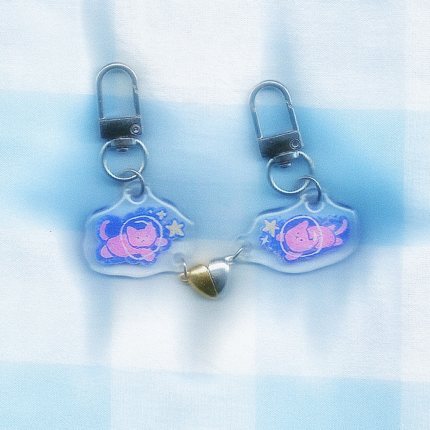 Purple Cat & Dog - Heart Charms